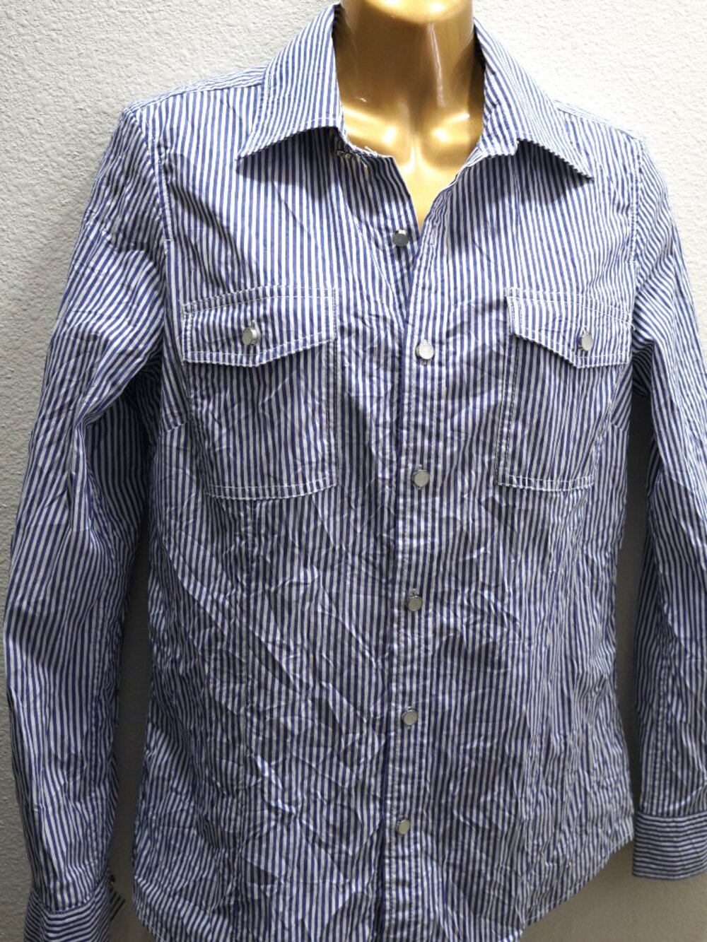 Michael Kors Blue Striped Blouse size 8  NWOT